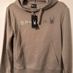 Spyder Fade Hoodie Cinder Beige Small NWT Logo Pullover Sweatshirt